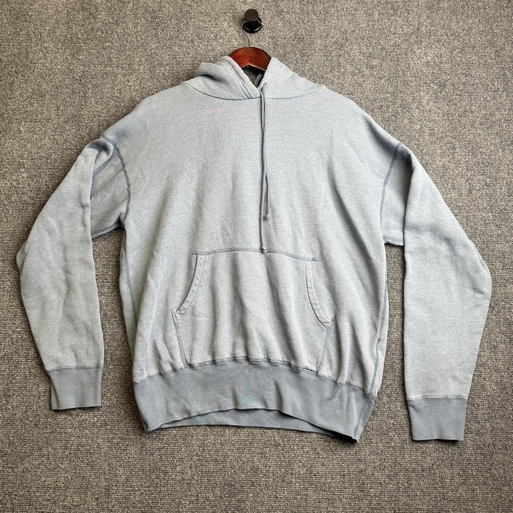 John Elliott Hoodie‎ Mens M Blue Pullover Fleece Kangaroo Pocket USA Made